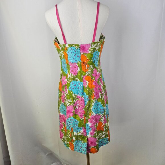 Milly Of New York Floral Sundress Size 8 Silk Floral Pink Blue Girlcore Coquette - Picture 3 of 11